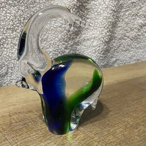 Vintage handblown Murano art glass elephant figurine sommerso style Good luck